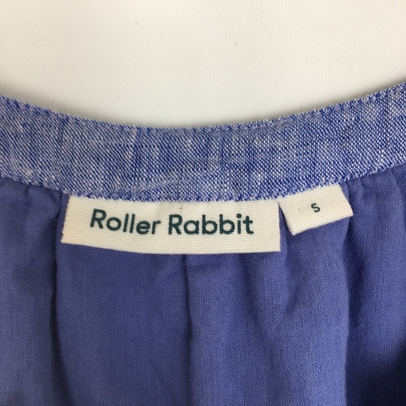 Anthropologie Roller Rabbit Mini Dress Embroidered Linen Blue Sleeveless Size XS - Picture 8 of 16
